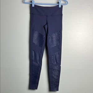 ALO Yoga Blue Moto-Style Leggings with High Waist